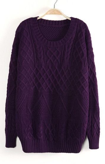 joefsf Cable Knitwear, Pullovers Outfit, Latest Sweater, Purple Outfits, Purple Long Sleeve, Purple Sweater, Pullover Sweater Women, Knit Pullover, Cable Knit Sweater