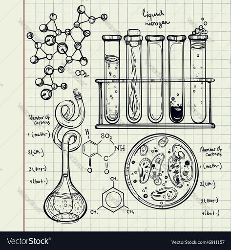 Alchemy Chemistry, Chemistry Drawing, Tattoo Elements, School Doodle, Science Drawing, Science Doodles, Chemistry Art, School Book Covers, Biology Art