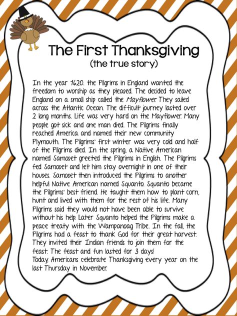 First Thanksgiving Classroom Thanksgiving, Thanksgiving Story, The First Thanksgiving, Thanksgiving History, Thanksgiving Lessons, Thanksgiving Stories, Thanksgiving Worksheets, Thanksgiving School, Thanksgiving Classroom