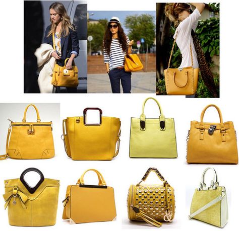 Carry a Yellow Handbag During Winter?    We say YES! What better way to get that warm and sun kissed feeling during these dreary winter days? Yellow plays nicely with navy and looks super chic with camel and have you seen it with grays? Well, you must!Carry a little sunbeam on your arm. Designer Inspired Handbags, Bags Online Shopping, Expensive Handbags, Yellow Handbag, Authentic Designer Handbags, Celebrity Design, Ladies Handbags, Designer Handbag, Winter Days