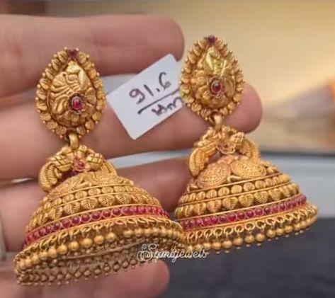 Latest Jumkas Design Gold 2022, Earrings Gold Indian Buttalu, Gold Jumkas Design Bridal, Gold Jimiki Earrings Designs, Antique Jumki Designs Gold, Earings Design Gold Indian Jhumka, Latest Jhumka Designs Gold Indian, Gold Buttalu Earrings Latest Heavy, Jhumka Designs Gold Indian