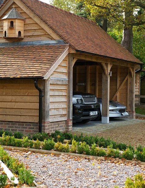 Timber Garage, Border Oak, Even If, Carport Garage, Carport Designs, Wooden Garage, Shed Homes, Garage Plans, Building A Shed