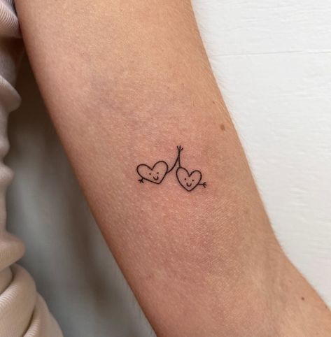 Fun Dainty Tattoos, Sister Sign Tattoo, Tiny Puzzle Piece Tattoo, Minimal Mother Daughter Tattoos, Sister Love Tattoos, Tattoo Idea For Sisters, Small Tattoos Siblings, Marching Tatoos, Tattoos For Your Brother