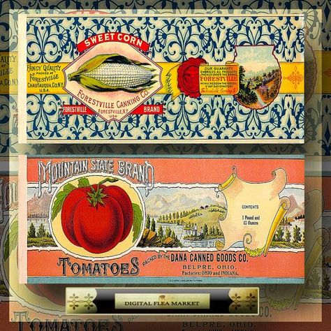 Vintage Soup Can Labels Printable Soup Can Crafts, Vintage Labels Printables Free, Free Birthday Banner, Vintage Food Labels, Delicious Soups, Seed Box, Dollhouse Printables, Labels Printables Free, Campbell Soup