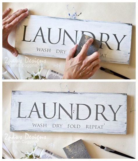 Decorate your laundry room with a fun handmade sign! Click here for 20 DIY Laundry Room Signs step-by-step tutorials. #thecraftyblogstalker #laundryroomsigns #handmadesigns