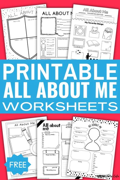 Free Printable All About Me Worksheets For Kids Printable All About Me Worksheet, Get To Know Me Worksheet Free Printable, Free Get To Know You Printable, All About Me Homeschool, All About Me Homeschool Printable, All About Me Elementary Free Printable, About Me Printable Free, Free Printable All About Me Worksheets, All About Me Printable Free Preschool