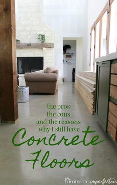 Cement Floors In House, Sealed Concrete Floor, Stained Cement Floors, Concrete Floors Bedroom, Concrete Living Room, Concrete Floors Living Room, Finished Concrete Floors, Concrete Kitchen Floor, Seal Concrete Floor