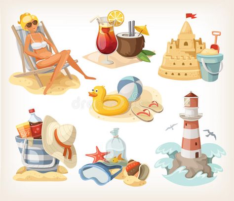 Set of summer beach elements. And situations , #affiliate, #summer, #Set, #beach, #situations, #elements #ad Mar Del Plata, Beach Elements, Beach Clips, Vintage Christmas Toys, Travel Clipart, Beach Clipart, Summer Clipart, Holiday Clipart, Summer Illustration