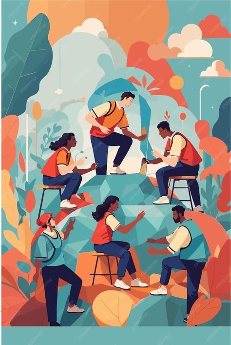 Teamwork illustration of peoples help each others | Premium AI-generated vector Team Work Aesthetic, Teamwork Illustration, Team Illustration, Teamwork Poster, Autumn Season, Rotterdam, Teamwork, Fall Season, Magazine Cover