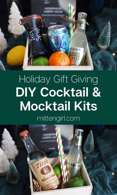 Cocktail Gift Basket, Mini Cocktail Kit, Cocktail Kit Gift, Mason Jar Cocktail Gifts, Cocktail Making Kit, Diy Cocktail Kit, Mason Jar Cocktails, Cocktail Gift Set, Mocktail Drinks