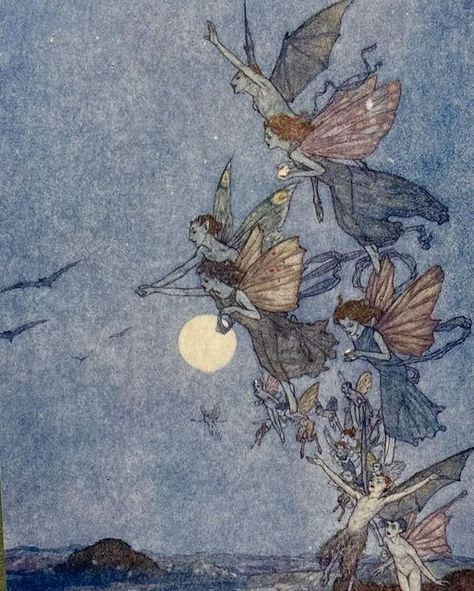 Bee Stings on Instagram: "Edmund Dulac, A Midsummer Night's Dream #edmunddulac #fairy #fairyillustration #amidsummernightsdream #shakespeare #illustration #vintageillustration #goldenageofillustration" Fairies Flying, Edmund Dulac, Fairy Illustration, Arthur Rackham, Elves And Fairies, Fairytale Illustration, Vintage Fairies, Midsummer Nights Dream, Fairytale Art