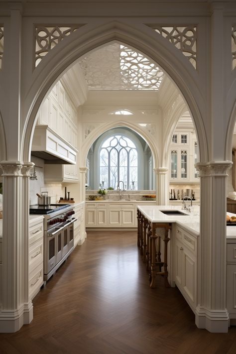 Kitchen Interior Design| Kitchen Interior Design Decor| kitchen Interior Design Modern Kitchen Archway Ideas, Victorian Kitchen Remodel, Fern Valley, Townhouse London, Gothic Home Interior, Archways In Homes, Gothic Kitchen, Kitchen 2024, Fairytale House