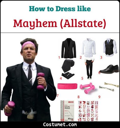 Mayhem Costume Allstate, Mayhem Allstate, Allstate Mayhem, Mayhem Costume, Fake Scar, Ancient Rome Projects, Guy Outfit, Black Suit Vest, Cute Couple Halloween