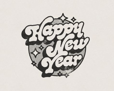 Happy New Year Retro, New Year Logo, Paper Overlay, New Year Illustration, New Year Art, New Years Poster, Nail Art Disney, New Year Designs, Retro Graphics