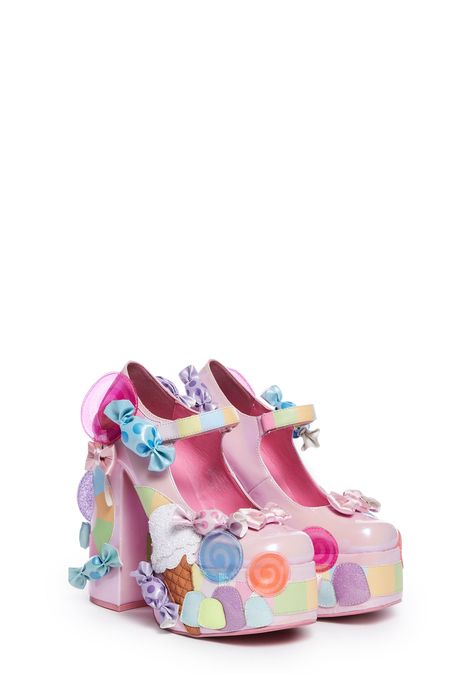 Ice Cream Shoes, Candy Clothes, Candies Shoes, Kawaii Shoes, Funky Shoes, Oc Art, Platform Mary Janes, Oboe, Shoe Art