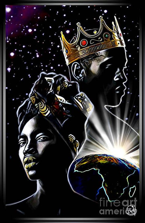 Kings And Queens Art, King And Queen Art, African King And Queen, African Warrior Tattoos, Spiritual Intelligence, Divinely Guided, African King, Black Power Art, African American Artwork