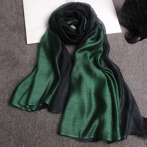 Cotton Silk Scarf Elegant Soft Wraps Color Shade Scarves for Women - Dark Green - CM12N5R9SJE - Scarves & Wraps, Fashion Scarves  #SCARVES #WRAPS #outfit #style #Fashion Scarves #Scarves & Wraps, Fashion Scarves Disney Scarf, Business Fits, Green Silk Scarf, Wedding Glam, Animal Print Scarf, Green Scarf, Evening Wedding, Wrap Cardigan, Green Silk