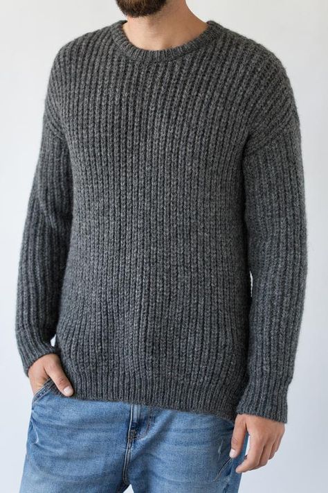 Fisherman's Rib, Sweater Outfits Men, Men Products, Crochet Men, Alpaca Wool Sweater, Mens Sweaters, Wool Sweater Men, Alpaca Cardigan, Rib Stitch