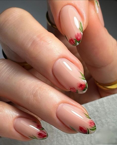 Roses Nails, Floral Manicure, Hello Nails, Subtle Nails, Simple Gel Nails, Pretty Gel Nails, Elegant Nails, Minimalist Nails, Dream Nails