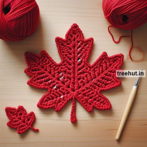 Leaf Crochet Coaster Ideas Crochet Tree Tapestry, Fall Coaster Crochet Pattern, Maple Leaf Coaster Crochet, Crocheted Maple Leaf Free Pattern, Falling Leaves Crochet Blanket Pattern, Fall Crochet Patterns Free Autumn Leaves, Crochet Leaves Coaster, Flat Mushroom Crochet, Crochet Leaf Hot Pad