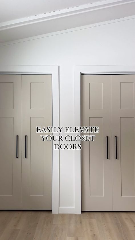 Laundry Closet Update, Hi Fold Closet Doors, Remove Closet Doors Ideas Entry Ways, French Doors Closet Bedroom, Closet Doors Color Ideas, How To Upgrade Closet Doors, Folding Door Remodel, Organic Modern Closet Door, Closet Laundry Room Ideas Double Doors