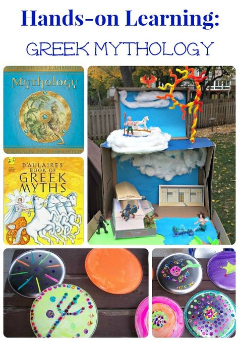 Do you have kids who are fans of Percy Jackson & the Greek gods?  Learn about some of the fun ways we've made this ancient world a hands-on experience for kids! Greek Mythology Crafts, Mythology Crafts, Greek Mythology Lessons, Ancient Greece Activities, Greek Activities, Books And Crafts, Learning Greek, The Greek Gods, Mythology Books