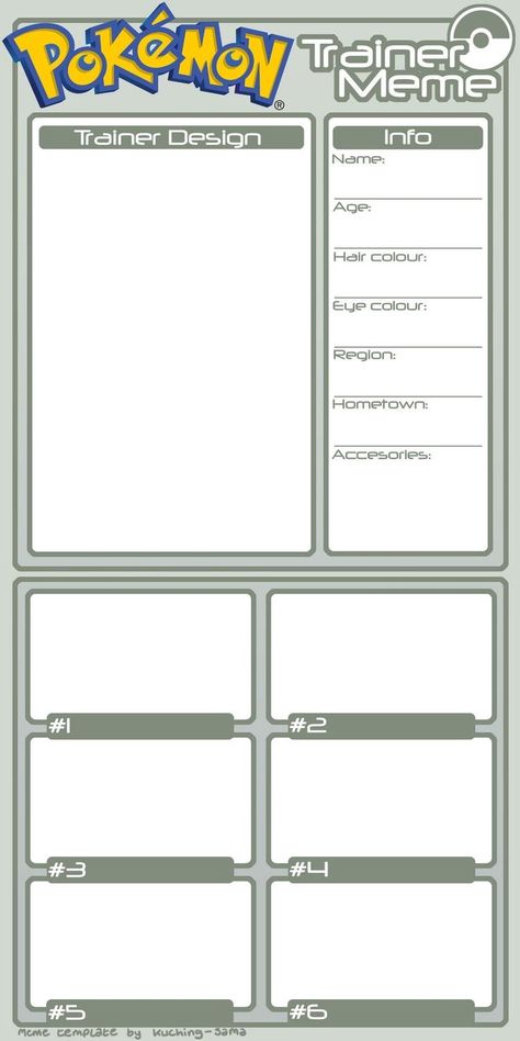 Pokemon Trainer Card, Oc Template, Drawing Meme, Character Sheet Template, Character Reference Sheet, Oc Pokemon, Character Template, Pokemon Oc, Creative Drawing Prompts