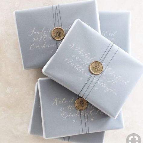 Blue vellum wedding invitation with wax seals, fall or winter wedding ideas Vellum Envelope, Elegant Gift Wrapping, Grey Wedding Invitations, Trendy Wedding Invitations, Invitations Diy, 카드 디자인, Wedding Invitation Envelopes, Fun Wedding Invitations, Envelope Design