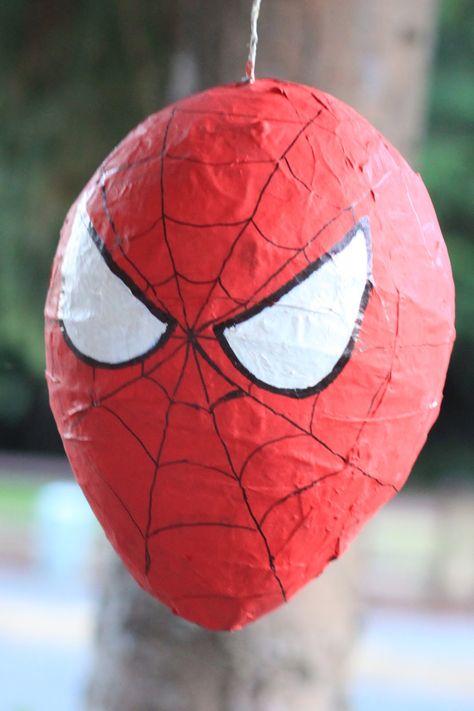 watch out for the woestmans: How to make a Paper Mache Piñata Art, Fictional Characters, Paper Mache, Spiderman