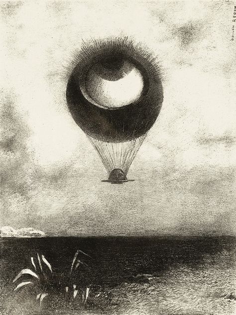 The Eye, Like a Strange Balloon, Mounts toward Infinity / Odilon Redon Harvard Art Museum, Odilon Redon, Winterthur, Paul Gauguin, Art Et Illustration, Edgar Allan Poe, Art And Illustration, Lithography, A Drawing