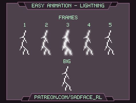 Learn to animate lightning strikes using your prefered method of digital artwork, this was create with pixel art using aseprite. Pixel Art Tutorial Aseprite, Pixel Art Electricity, Thunder Pixel Art, How To Animate Pixel Art, How To Pixel Art Tutorials, Pixel Art Lightning, Learn Pixel Art, Pixel Art Animation Tutorial, Pixel Art Silhouette