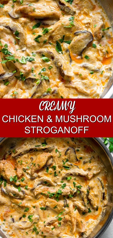 Chicken Mushroom And Potato Recipes, Classic Chicken Mushroom Stroganoff, Creamy Chicken Mushroom Pasta Recipes, Chicken And Mushroom Noodles, Chicken And Mushroom Casserole Recipes, Shredded Chicken And Mushroom Recipes, Leftover Chicken And Mushroom Recipes, Chicken Stroganoff Instant Pot, Rotisserie Chicken Mushroom Recipes