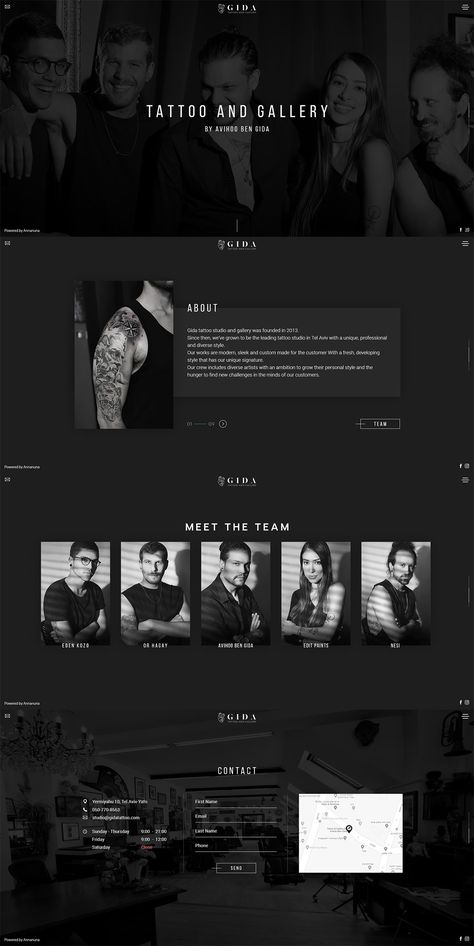 Tattoo Website Design, Web Design Dark, Black Website Design, Dark Website Design, Black And White Website, Landing Page Ideas, Dark Website, Web Design Black, Desain Ux