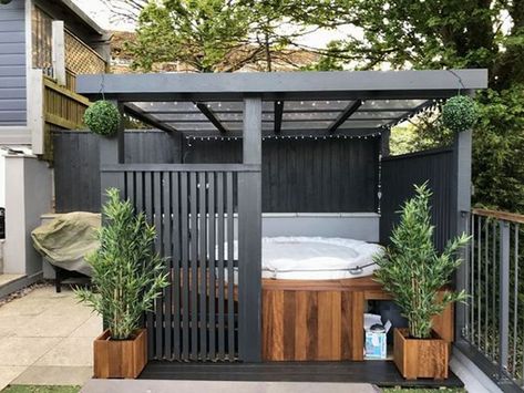 35 Cozy Outdoor Hot Tub Cover Ideas You Can Try | Home Design And Interior Whirlpool Deck, Shed Inspiration, Hot Tub Privacy, Hot Tub Pergola, Hot Tub Landscaping, Hot Tub Patio, Hot Tub Designs, Outdoor Hot Tub, Hot Tub Gazebo