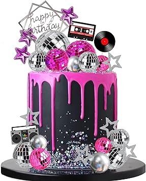 Amazon.com: DRWATE 32 PCS Disco Ball Cake Toppers Disco Ball Birthday Party Decorations for 70s 80s Disco Themed Dance Party Supplies (Pink) : Grocery & Gourmet Food Disco Ball Cake Ideas, Pink Disco Cake, Disco Ball Cake, Sweet 13, Neon Disco, Disco Cake, Party Birthday Cake, Dance Cakes, Ryan Miller