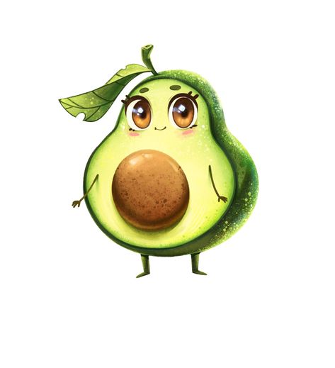 Avocado Character, Avocado Illustration, Avocado Cartoon, Heaven Painting, Avocado Art, Food Illustration Art, Cute Avocado, Pottery Painting Designs, Cute Food Drawings