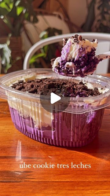 Enseamada Cafe on Instagram: "UBE COOKIE TRES LECHES 💜
WARNING: may cause uncontrollable happiness and cravings for more!" Ube Tres Leches Cake, Ube Tres Leches, Pinoy Dessert, Tres Leches Cake, Tres Leches, Cafe, Cake, On Instagram, Instagram