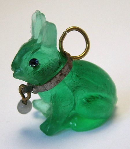 Czech Green Glass Rabbit Charm Fairy Rabbit, Laika Dog, Rabbit Charm, Cracker Jack, Peter Cottontail, Vintage Charm Bracelet, Glass Animals, Charms And Charm Bracelets, Love Charms