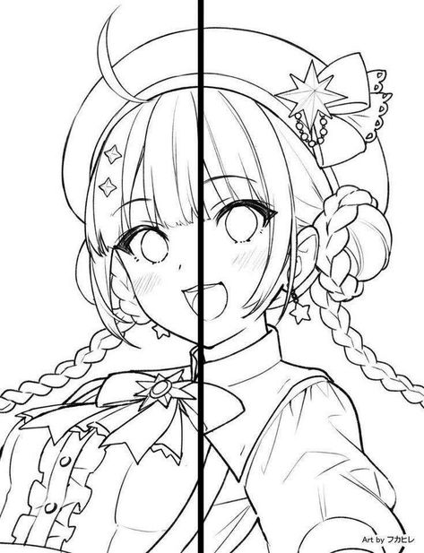 Lineart For Coloring, Collab Bases Drawing, Drawing Collab Bases, Anime Lineart Coloring, Art Collab Template, Base Coloring Anime, Art Collab Base, Anime Lineart Simple, Free Lineart