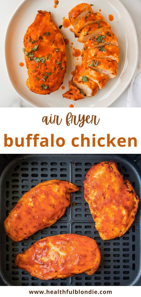 Gluten Free Chicken Air Fryer Recipes, Buffalo Chicken In Air Fryer, Air Fryer Buffalo Chicken Breast, Air Fry Buffalo Chicken, Air Fryer Recipes For College Students, Buffalo Chicken Air Fryer, Air Fried Buffalo Chicken, Hannah Food, Fried Buffalo Chicken