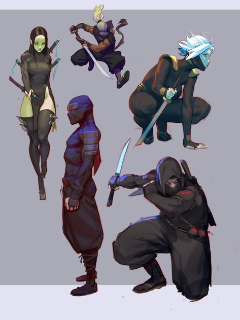 ArtStation - Old and new sketches, Aleksey Bayura New Sketches, Arte Ninja, Ninja Art, Male Character, Samurai Art, Poses References, Superhero Design, Character Sheet, Superhero Art