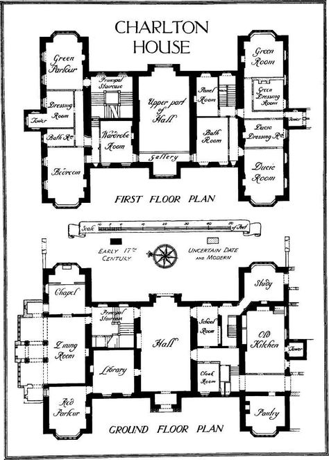 Greenwich | British History Online  Plan of Charlton House 17th C? Not a lot of bedrooms, but dressing room, bath room and wardrobe room in vicinity. Manor House Floor Plans, Country House Floor Plan, English Country House Plans, Manor House Plans, Manor Floor Plan, Castle House Plans, Castle Floor Plan, Castle Plans, Victorian House Plans