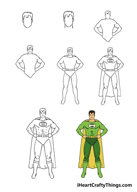 How to Draw A Superhero – A Step by Step Guide Draw Superhero, Draw Outfits, Superheroes Drawing, Superhero Drawings, Hero Drawing, Superhero Drawing, Trin For Trin Tegning, Superhero Images, Cartoon Superhero