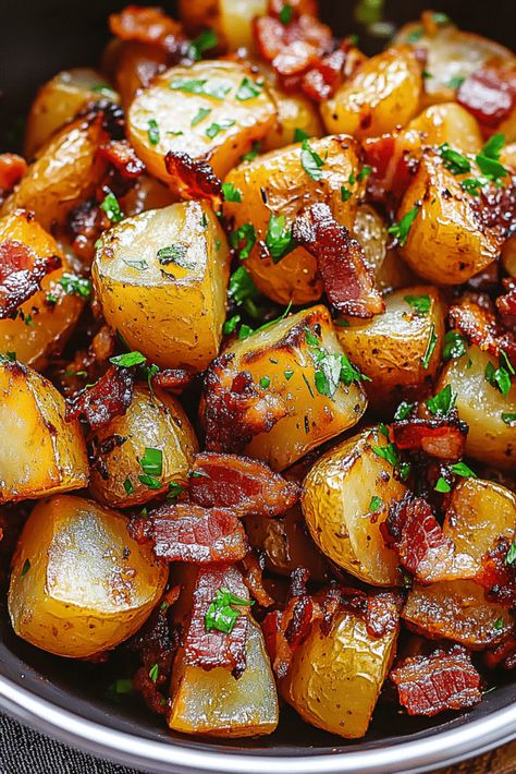 Roasted Bacon Potatoes, Roast Beef Dinner Side Dishes, Honey Bacon Roasted Potatoes Recipe, Honey Bacon Roasted Potatoes, Sides For Pork Roast, Roasted Potatoes With Bacon And Cheese, Honey Roasted Potatoes, Honey Roast Vegetables, Rice And Peppers