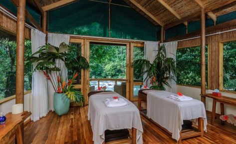 Pacuare Lodge - Rainforest Adventure | Costa Rica Experts Luxury Massage Room, Therapy Room Design, Massage Business Ideas, Costa Rica Jungle, Bungalow Hotel, Salon Goals, Office Wellness, Jungle Lodge, Luxury Massage