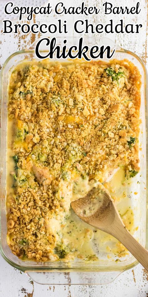 Broccoli Cheddar Chicken Casserole, Cheddar Chicken Casserole, Cracker Barrel Broccoli Cheddar Chicken, Cracker Barrel Broccoli, Copycat Cracker Barrel, Broccoli Cheddar Chicken, Broccoli Recipes Casserole, Chicken Casserole Recipe, Cheddar Chicken