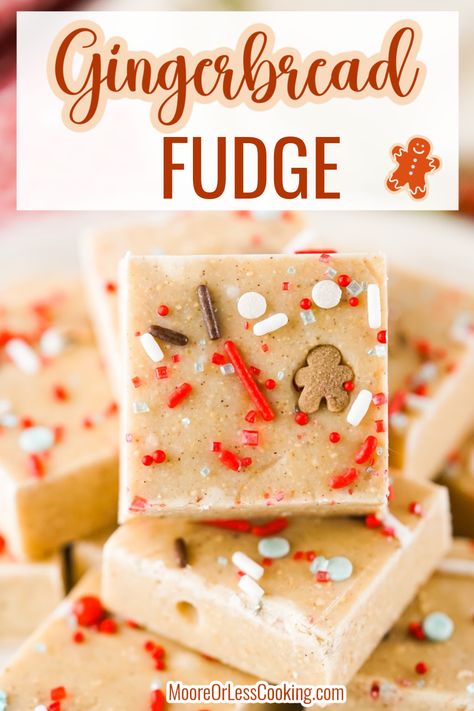 If you love the cozy gingerbread flavors of cinnamon, ginger and molasses, then this holiday candy recipe is for you! This easy Gingerbread Fudge takes just minutes to prepare for a creamy and sweetly spiced candy that's perfect for Christmas. Quick Holiday Desserts, Quick Christmas Dessert, Gingerbread Cookie Mix, Gingerbread Fudge, Holiday Candy Recipes, Easy Gingerbread, Seasonal Baking, How To Make Gingerbread, Fudge Ingredients