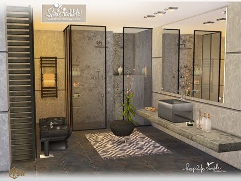 Ts4 Shower Cc, Sims 4 Build Cc Bathroom, Showers Sims 4 Cc, Bathroom Sims 4 Ideas, Sims 4 Mods Furniture Bathroom, Modern Bathroom Sims 4, Sims 4 Furniture Bathroom, Sims 4 Walk In Shower Cc, Sims 4 Bathroom Decor