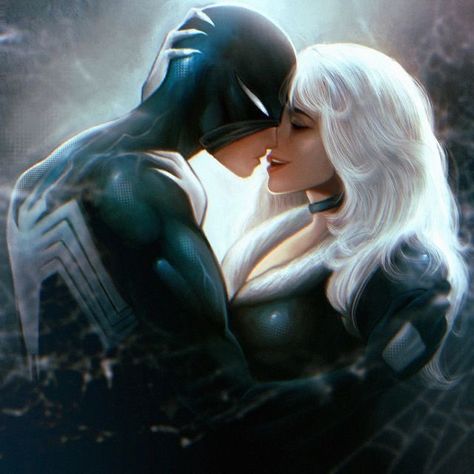 Symbiote Black Cat, Marvel Legion, Symbiote Spider Man, Black Cat Comics, Spiderman Black Cat, Spiderman Girl, Symbiote Spiderman, Venom Spiderman, Black Cat Anime