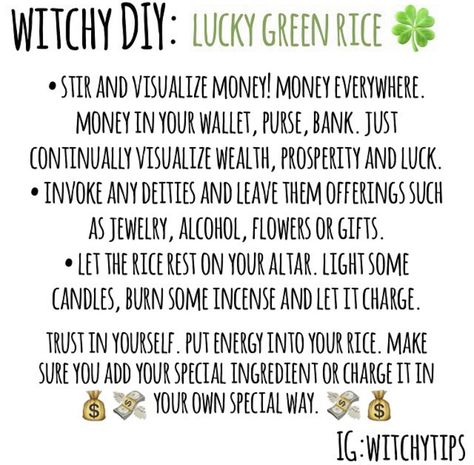 Rice Witchcraft, Luck Rituals, Green Rice, February 1st, Magic Herbs, Cute Diy Room Decor, Cowrie Shells, Lucky Green, Cute Diys